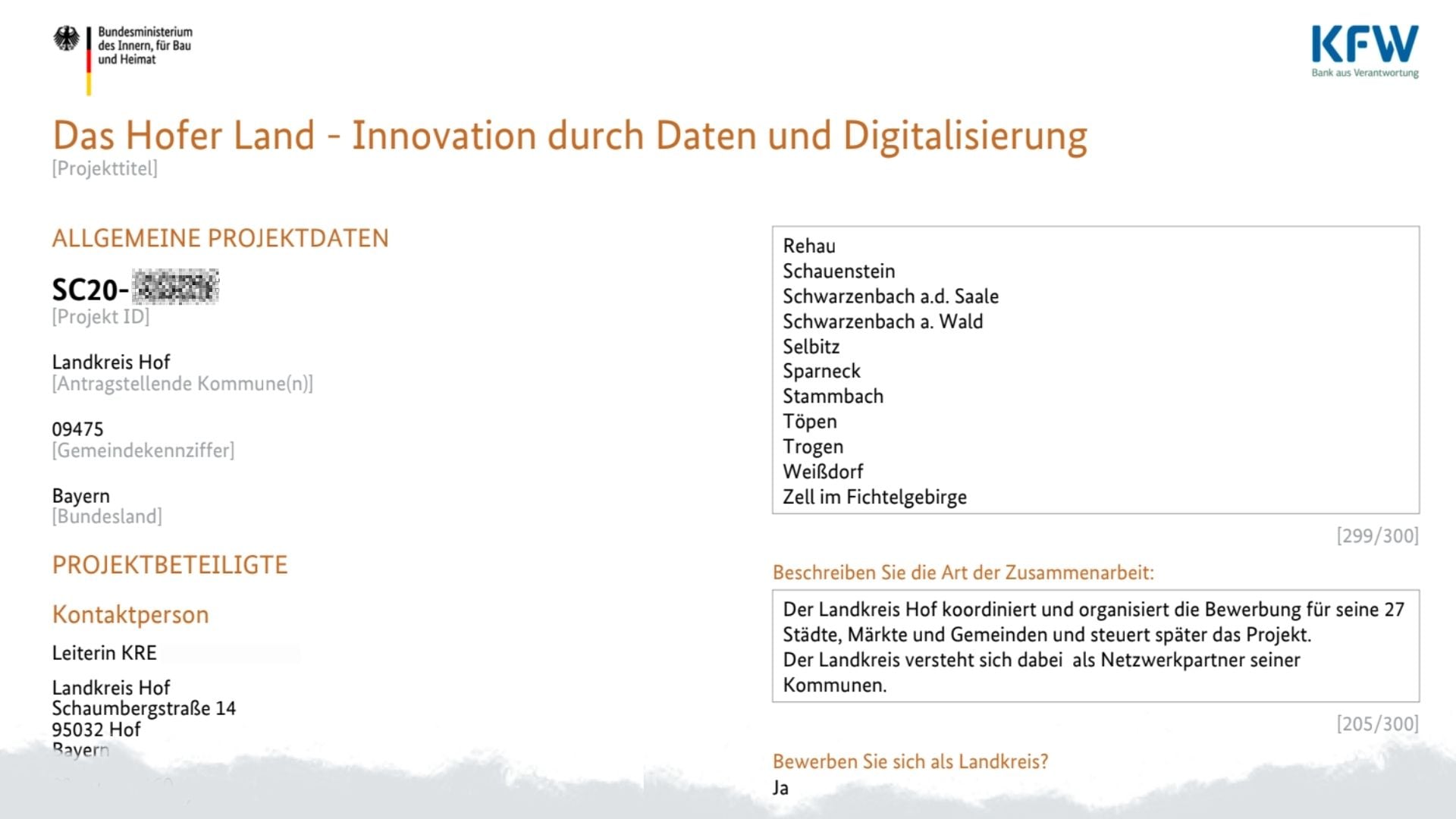 Auszug aus dem Projektantrag Smart Cities