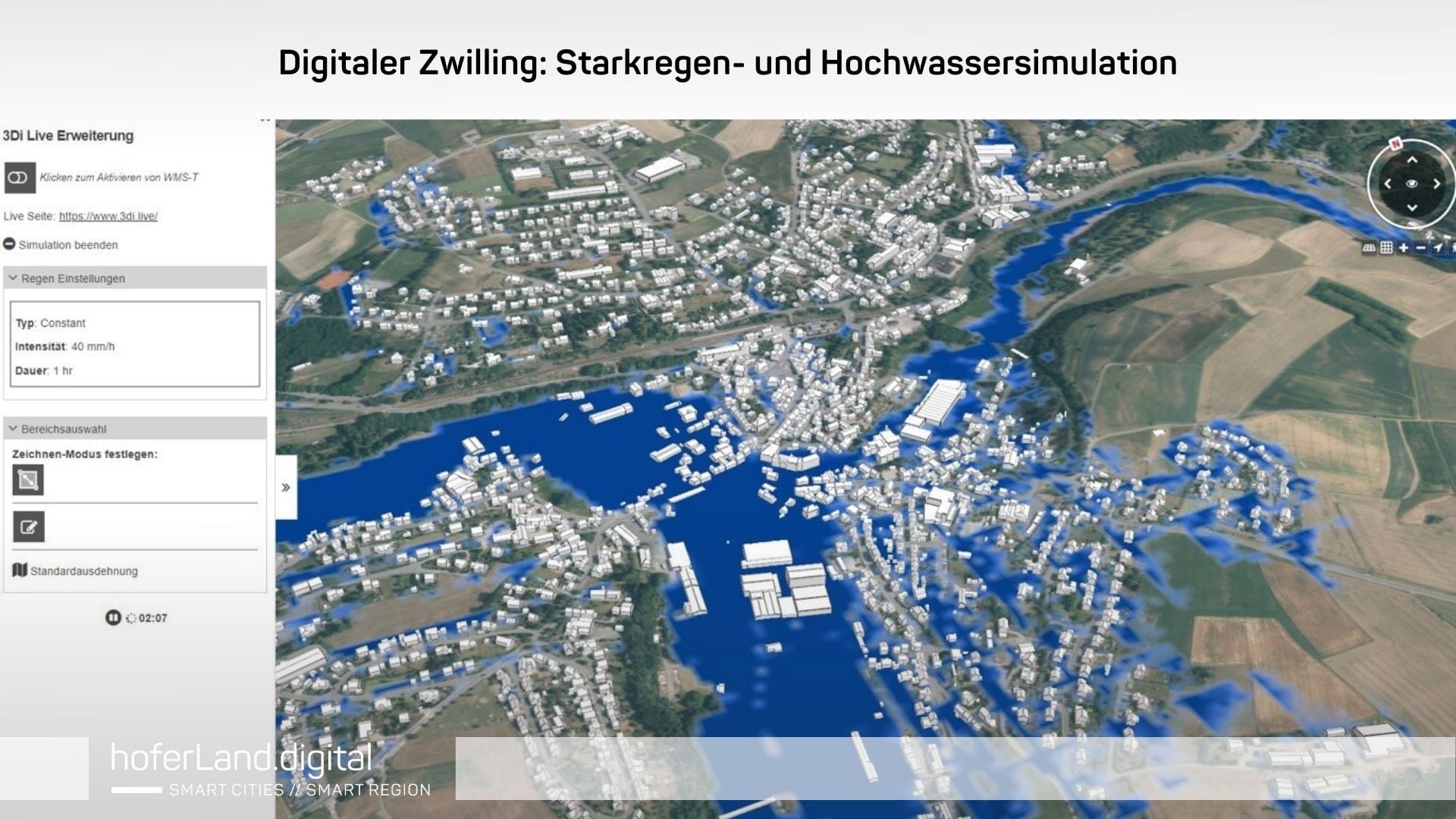Digitaler Zwilling: Starkregen- und Hochwassersimulation